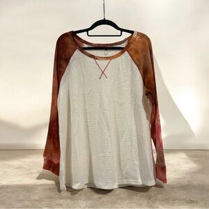 Established 1846 brand Women's White and Brown Raglan Sleeve Top